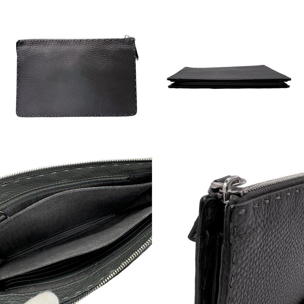 Fendi Selleria clutch bag dark gray silver leather - Picture 3 of 4